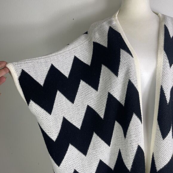 Women's Kimono Wrap Sweater Lagenlook Boho Open Fringe Chevron Size M/L Cozy - Picture 4 of 8
